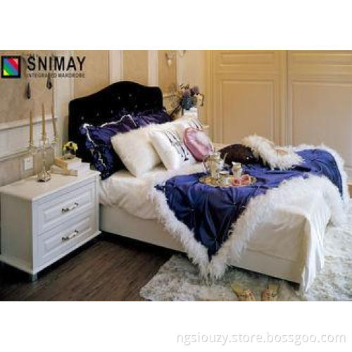 Luxury High End White Wood Single Beds Bedroom Furniture ,